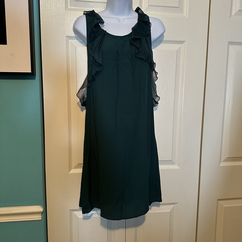 Free People Deep Jade Green Ruffle Sleeveless‎ Size 6